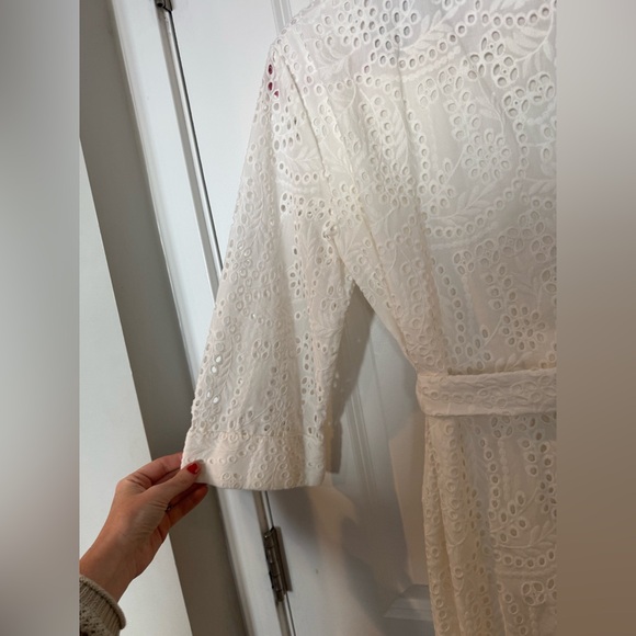 ZARA ZW Collection Elegant White Eyelet Dress with Belt - Picture 5 of 6